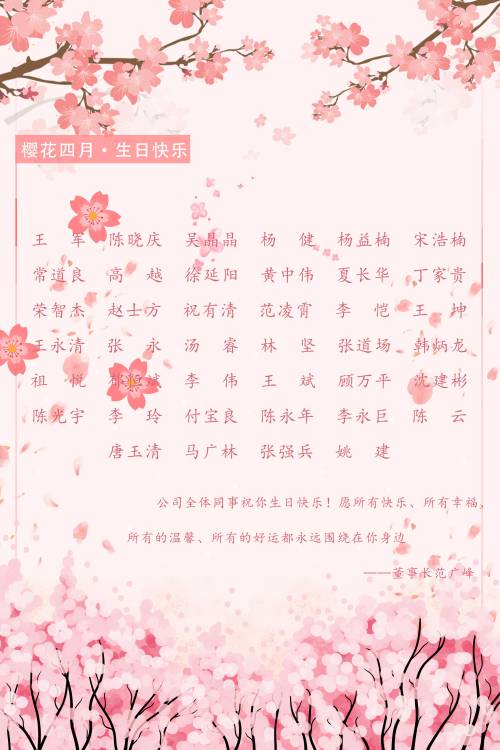 【生日祝?！抗ё?月生日的員工生日快樂！